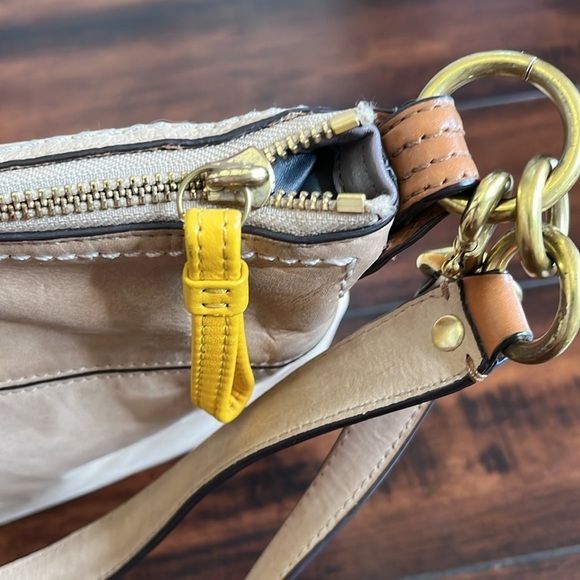 Coach Poppy Leather Colorblock Perri Hippie Covertible Bag Cream Yellow Mauve - Picture 8 of 16